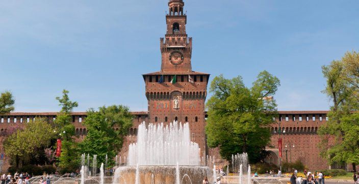landmark with water fountain rising