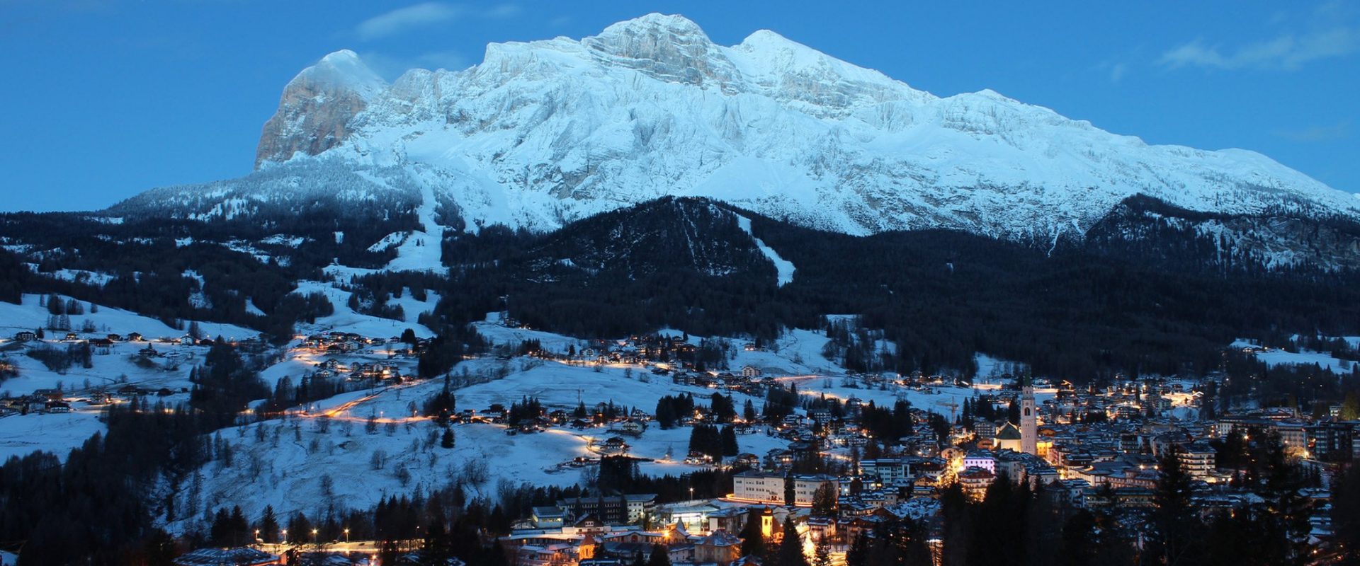 village near alpine mountain