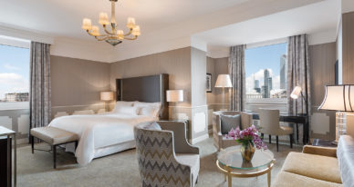 bedroom with white bed set