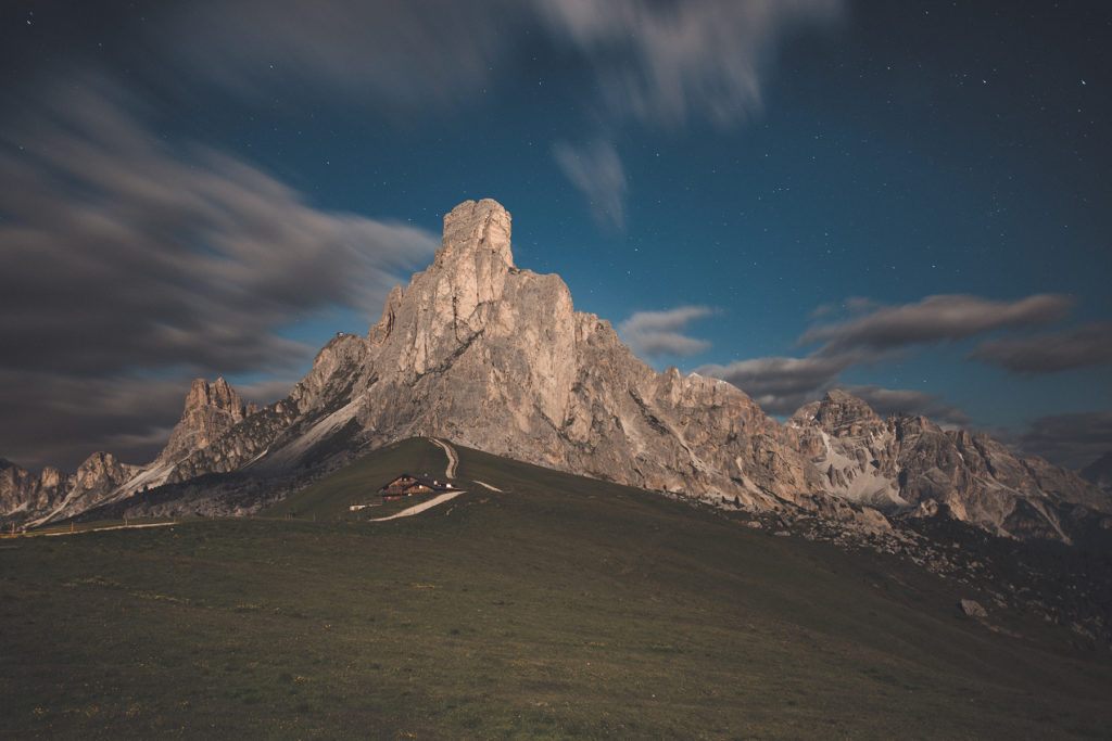 mountain surrounded by grass