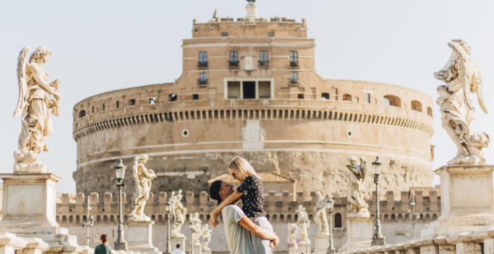 man and woman holding each other