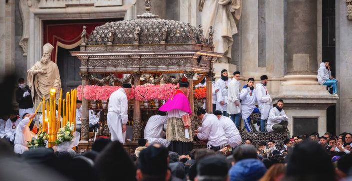 Procession during St.Agata festival in Catania
