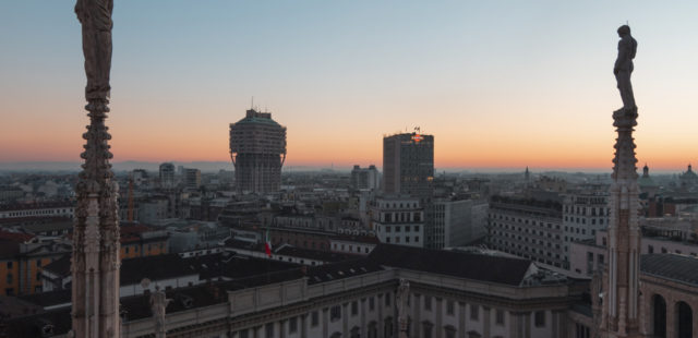 The incredible view of Milan by the terrace of Duomo