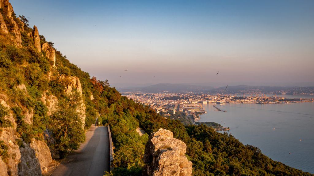 Sunset view in Trieste at Strada Napoleonica