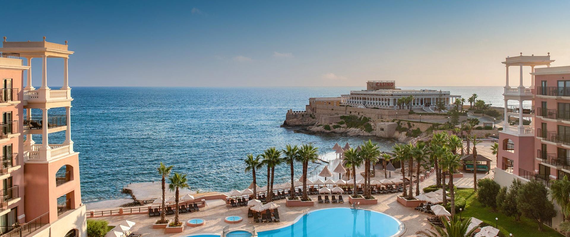 ocean-side exterior of the Westin Dragonara Resort in Malta